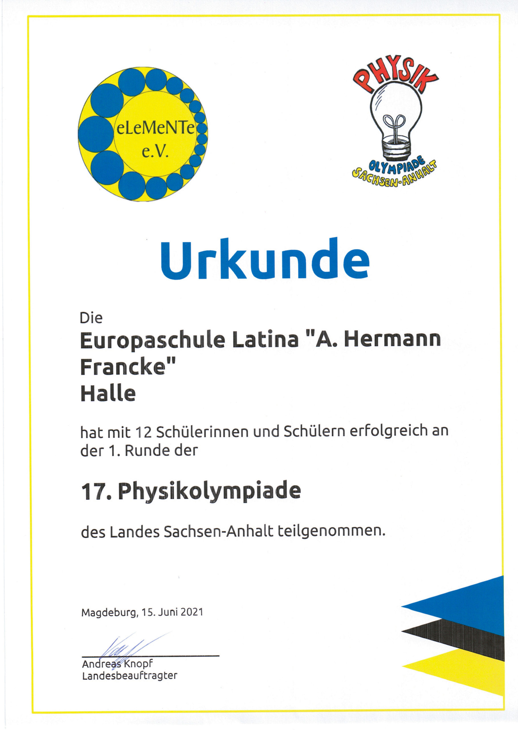 18. Physikolympiade des Landes Sachsen-Anhalt